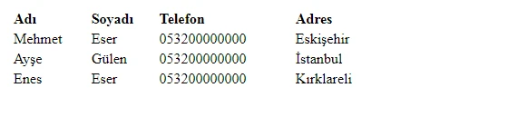 Html Tablo Boyutlandırma Width